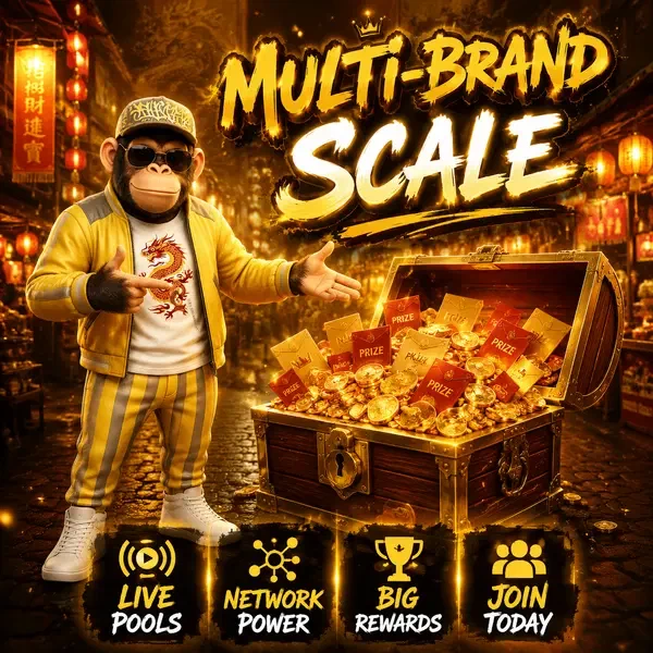 Bonus Kong gebarend naar schatkist bij Lifetime Revenue Share en Multi-Brand Network Scale affiliate hub