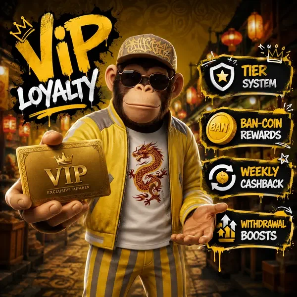 Bonus Kong VIP houdt gouden loyaliteitskaart met tier beloningen en cashback voordelen weergegeven